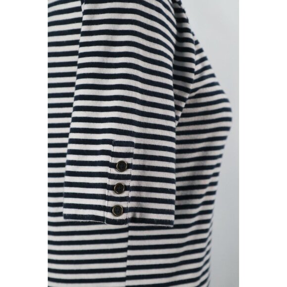 Jones New York Sport Black & White Striped Button‎ Henley Shirt Small - Picture 4 of 10